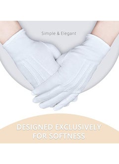 ZVEV White Cotton Gloves, 6 Pair Soft Moisturizing Plain White Gloves Dress for Coin Handling Services Parade Formal Guard Police Wedding Formal Tuxedo Jewelry Inspection for Men Women  - Image 2