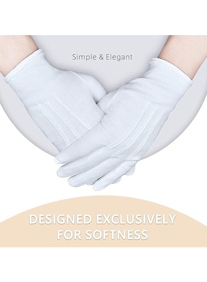 ZVEV White Cotton Gloves, 6 Pair Soft Moisturizing Plain White Gloves Dress for Coin Handling Services Parade Formal Guard Police Wedding Formal Tuxedo Jewelry Inspection for Men Women  - Image 2