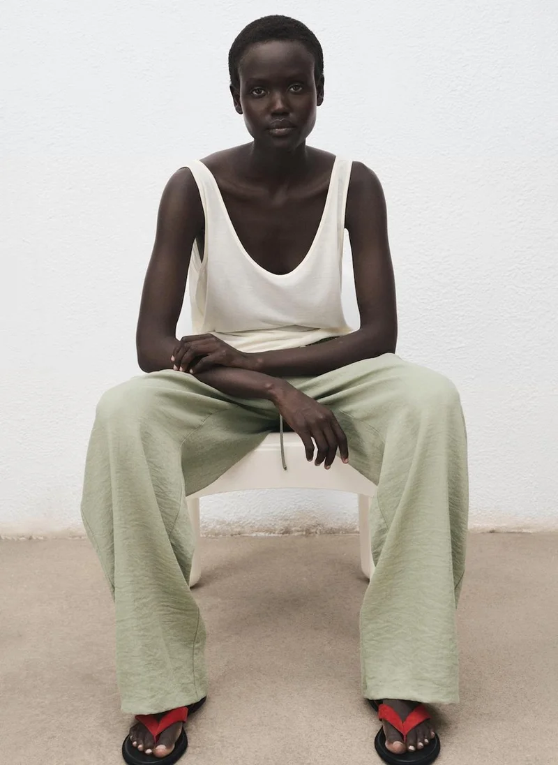 MANGO Straight textured trousers