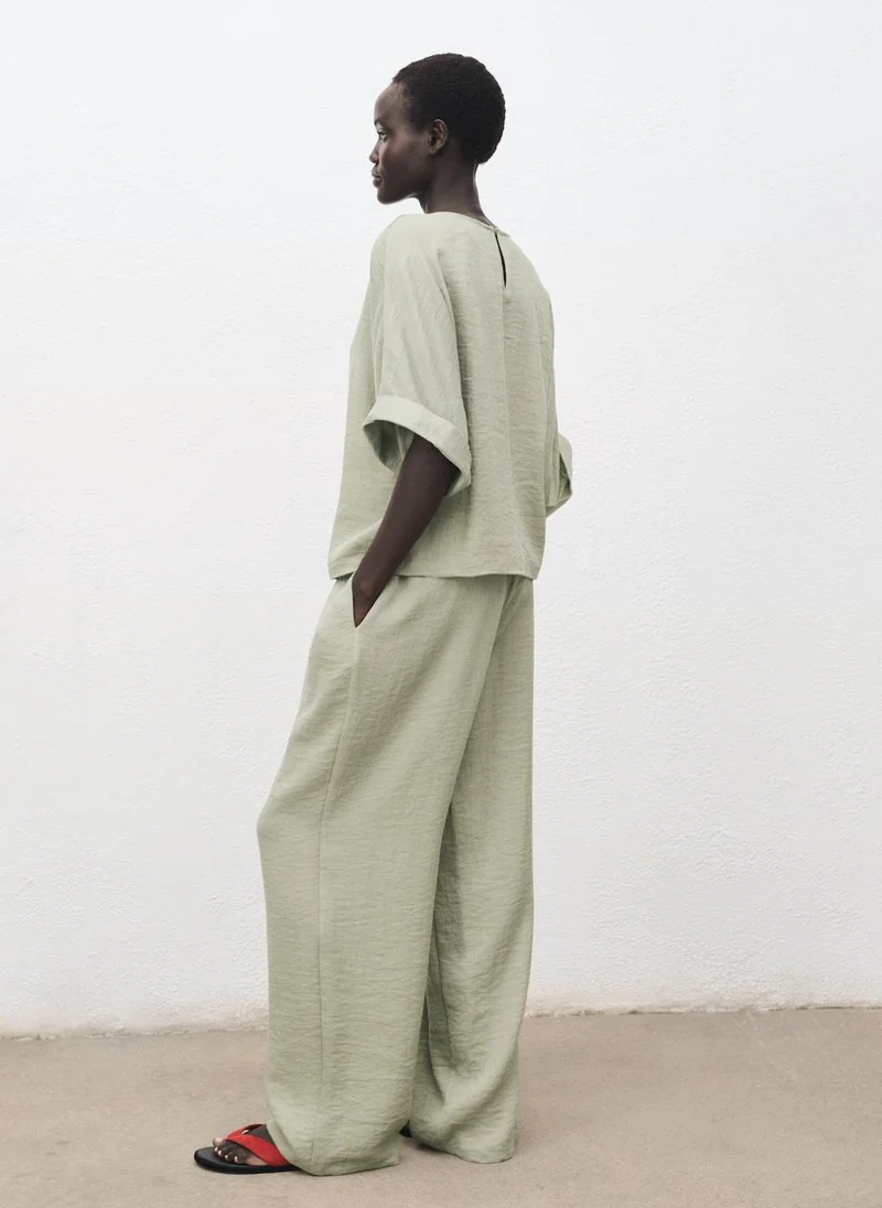 مانجو Straight textured trousers