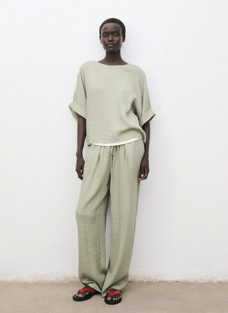 MANGO Straight textured trousers