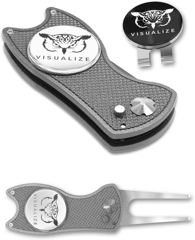 VISUALIZE Store Elite Switchblade Golf Divot Repair Tool Set with Ball Marker - Sturdy Anodized Aluminum - Perfect Golf Accessory Gift - Image 1
