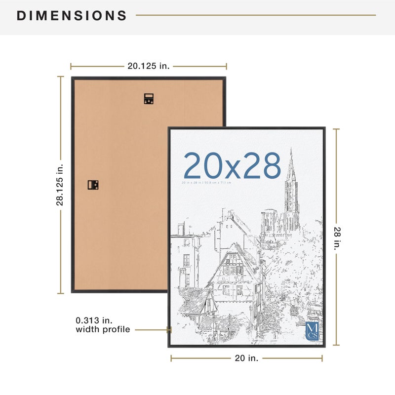 MCS Original Poster Frame 20x28 Black Lightweight Vertical & Horizontal Wall Hanging Large Picture Frame for Posters, Art Prints & Gallery Wall (2-Pack) - Image 4