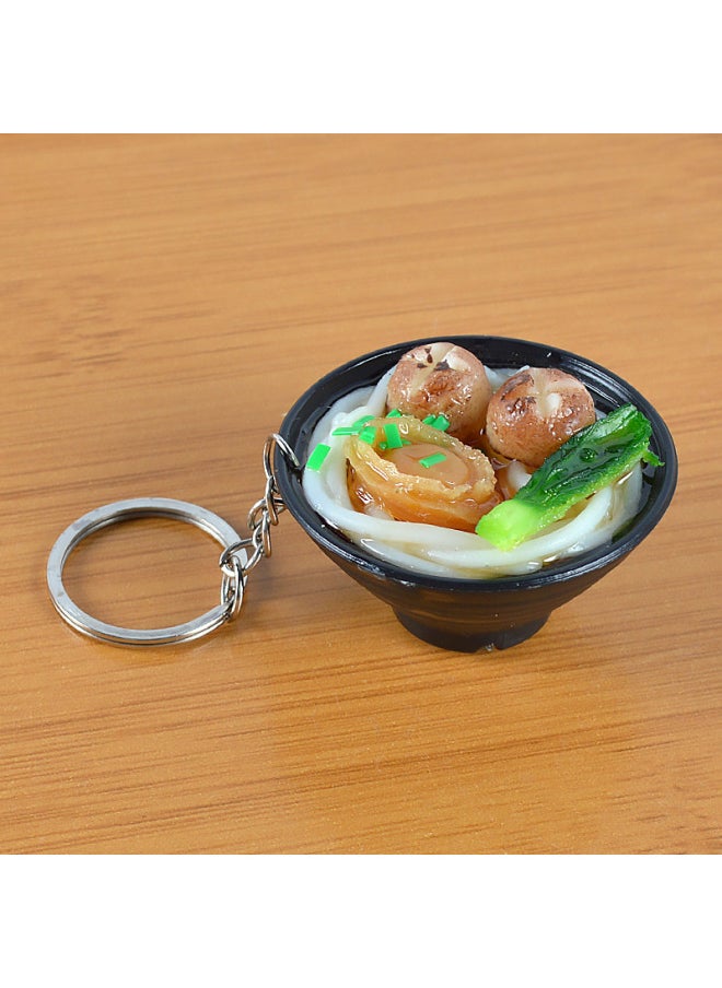 A Generation Of Hair Simulation Udon Noodle Food Play Pendant Creative Simulation Food Bowl Japanese Ramen Model Pendant-Color:Mushroom Abalone Noodles-key Ring-Dimensions:5cm*2cm*2.5cm  - Image 1