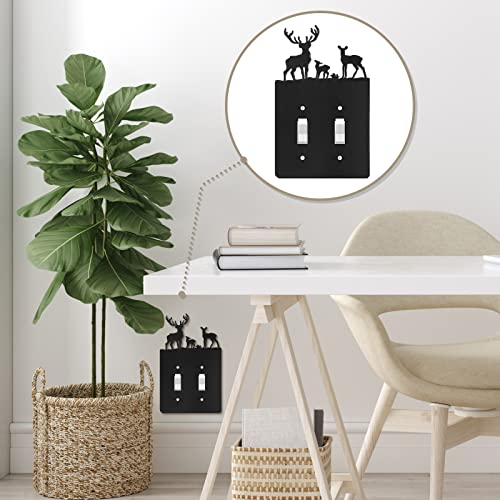 Lothee 6 Pcs Metal Bear Light Switch Cover Plate Moose Tree Mountain Elk Forest Outlet Plate Toggle Outlet Wall Cover for Home(Duplex Flat) - Image 5