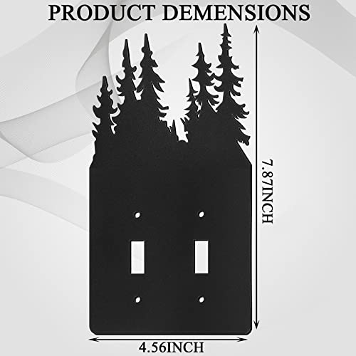 Lothee 6 Pcs Metal Bear Light Switch Cover Plate Moose Tree Mountain Elk Forest Outlet Plate Toggle Outlet Wall Cover for Home(Duplex Flat) - Image 2
