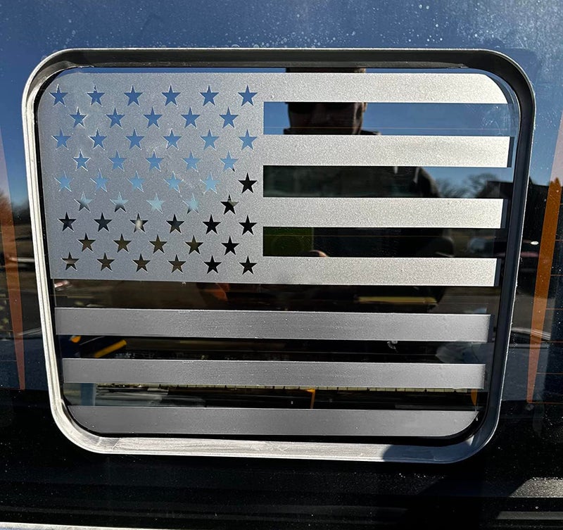 xinghe for Ford F150 F250 F350 2015â€“ 2023 2024 2025 2026 Rear Middle Window American Flag Decal, Matte Black USA Flag Sticker for Truck Back Glass, Patriotic Vinyl Decal for Ford Raptor Accessories - Image 2