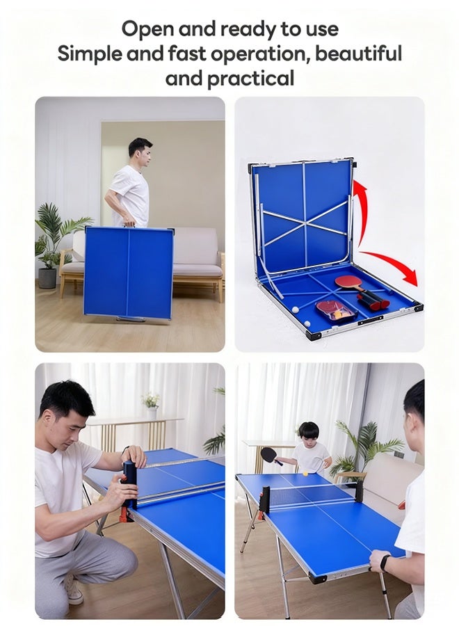 جورفنت طاولة تنس طاولة محمولة داخلية/خارجية، مزودة بمضرب وشبكة، طاولة تنس طاولة محمولة قابلة للفصل والطي، أبعادها 160*80*55/70 سم. - Image 5