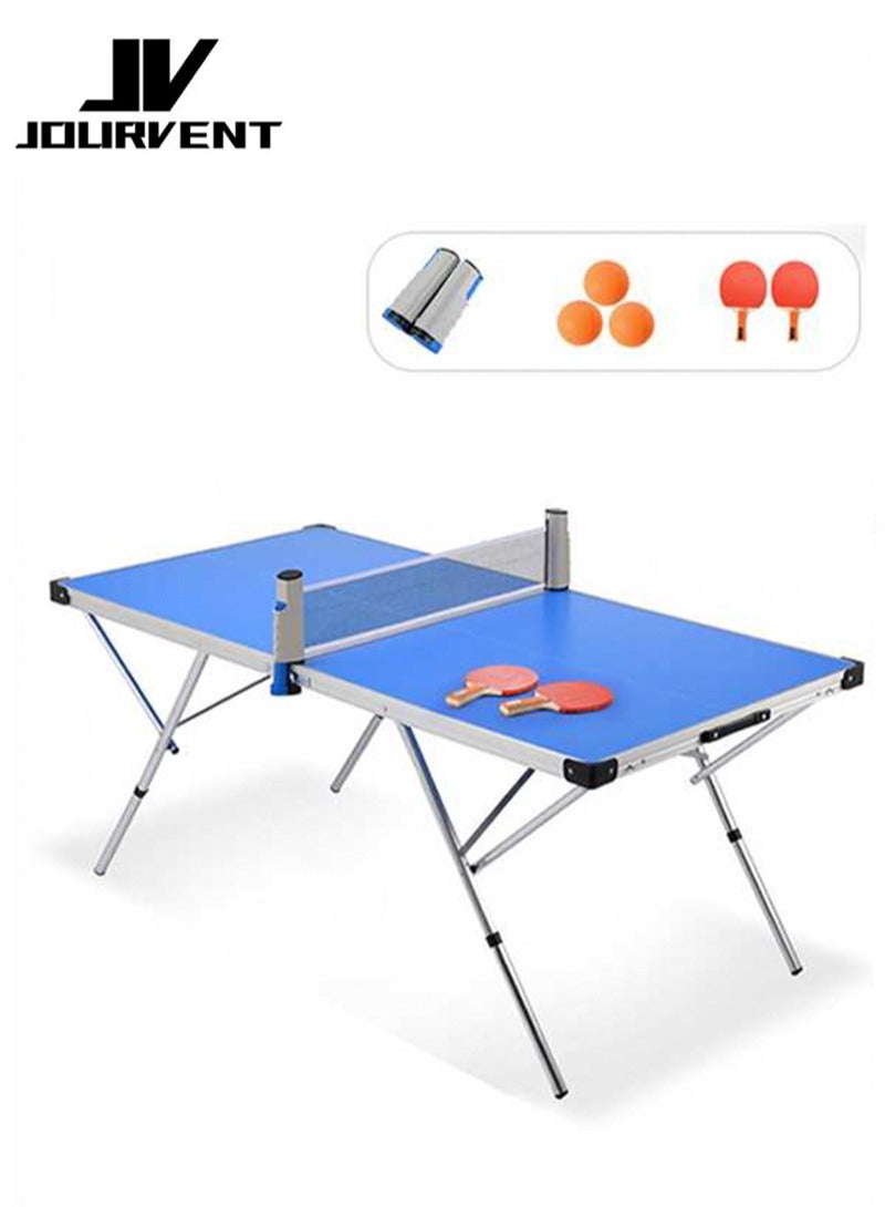 جورفنت طاولة تنس طاولة محمولة داخلية/خارجية، مزودة بمضرب وشبكة، طاولة تنس طاولة محمولة قابلة للفصل والطي، أبعادها 160*80*55/70 سم. - Image 1