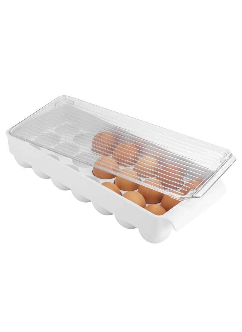 InterDesign iDesign Fridge Binz BPA-Free Plastic Stackable Egg Holder - 14.5"" x 6.25"" x 3""  Clear/White  - Image 1