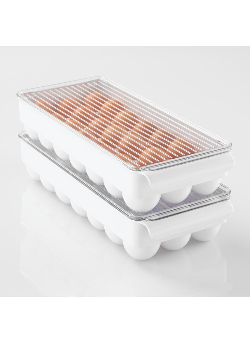 InterDesign iDesign Fridge Binz BPA-Free Plastic Stackable Egg Holder - 14.5"" x 6.25"" x 3""  Clear/White  - Image 5