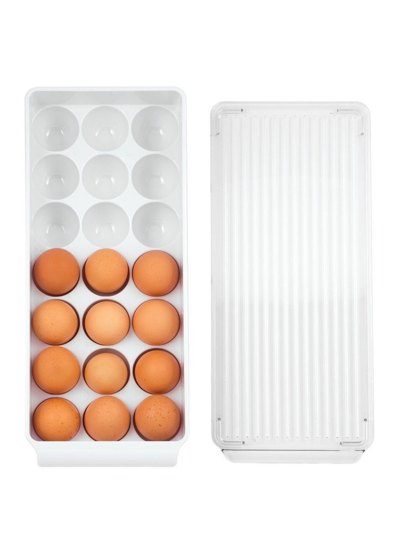 InterDesign iDesign Fridge Binz BPA-Free Plastic Stackable Egg Holder - 14.5"" x 6.25"" x 3""  Clear/White  - Image 4