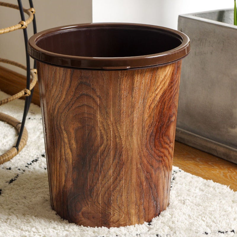 Imitation Wood Grain Trash Can With Pressing Kitchen Garbage Can Home Supplies - Image 4