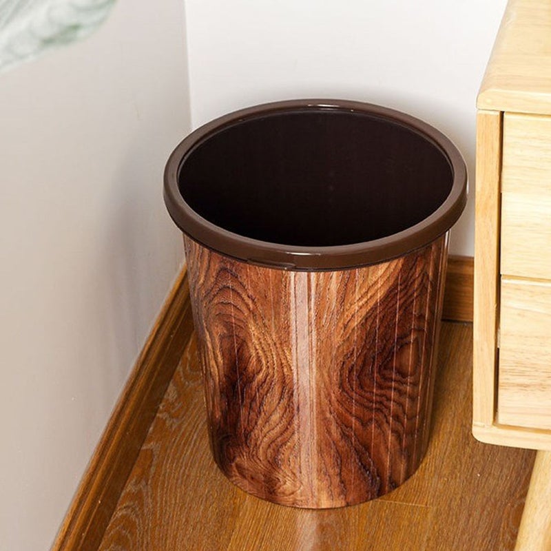 Imitation Wood Grain Trash Can With Pressing Kitchen Garbage Can Home Supplies - Image 5