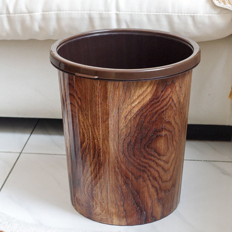 Imitation Wood Grain Trash Can With Pressing Kitchen Garbage Can Home Supplies - Image 1