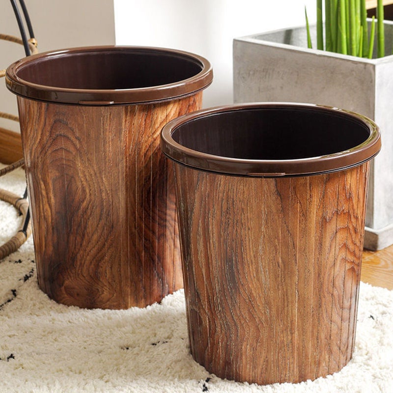 Imitation Wood Grain Trash Can With Pressing Kitchen Garbage Can Home Supplies - Image 3