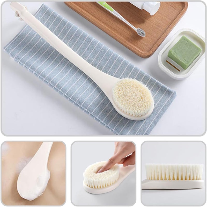 Uonlytech Long Handle Shower Brush for Back with Soft Bristles White Bath Scrub Brush for Exfoliating and Deep Cleaning for Wet and Dry Use - Image 5
