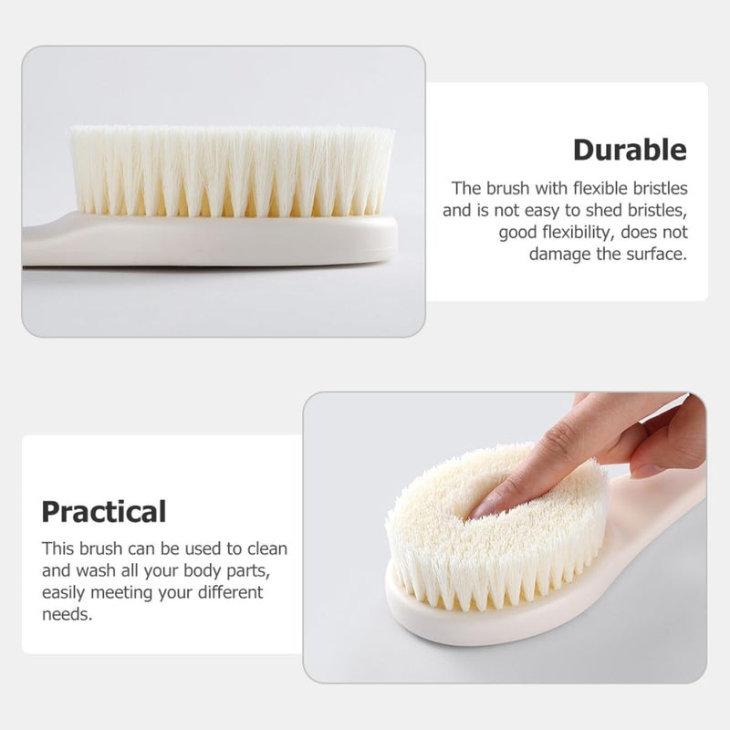 Uonlytech Long Handle Shower Brush for Back with Soft Bristles White Bath Scrub Brush for Exfoliating and Deep Cleaning for Wet and Dry Use - Image 3