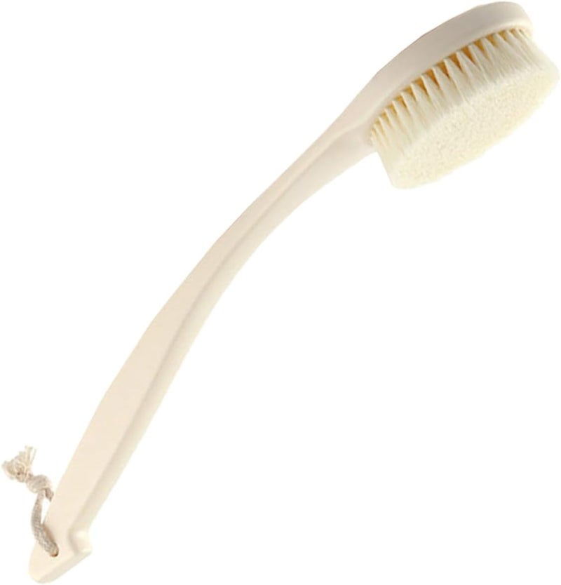 Uonlytech Long Handle Shower Brush for Back with Soft Bristles White Bath Scrub Brush for Exfoliating and Deep Cleaning for Wet and Dry Use - Image 1