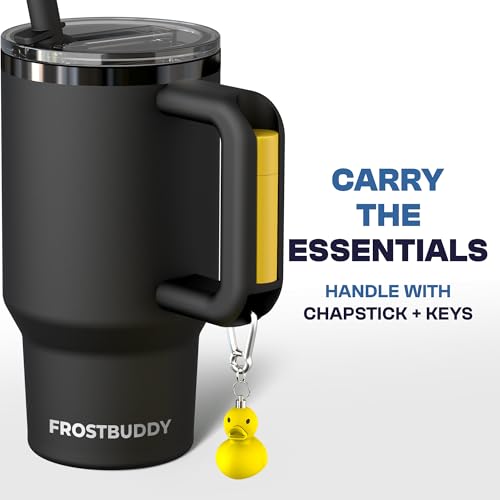 Frost Buddy Thicc Buddy 16 oz Stainless Steel Vacuum Insulated Tumbler with Lid and Straw for Water Travel Mug Cupholder Friendly Gifts for Women Men Him Her Black - Image 3