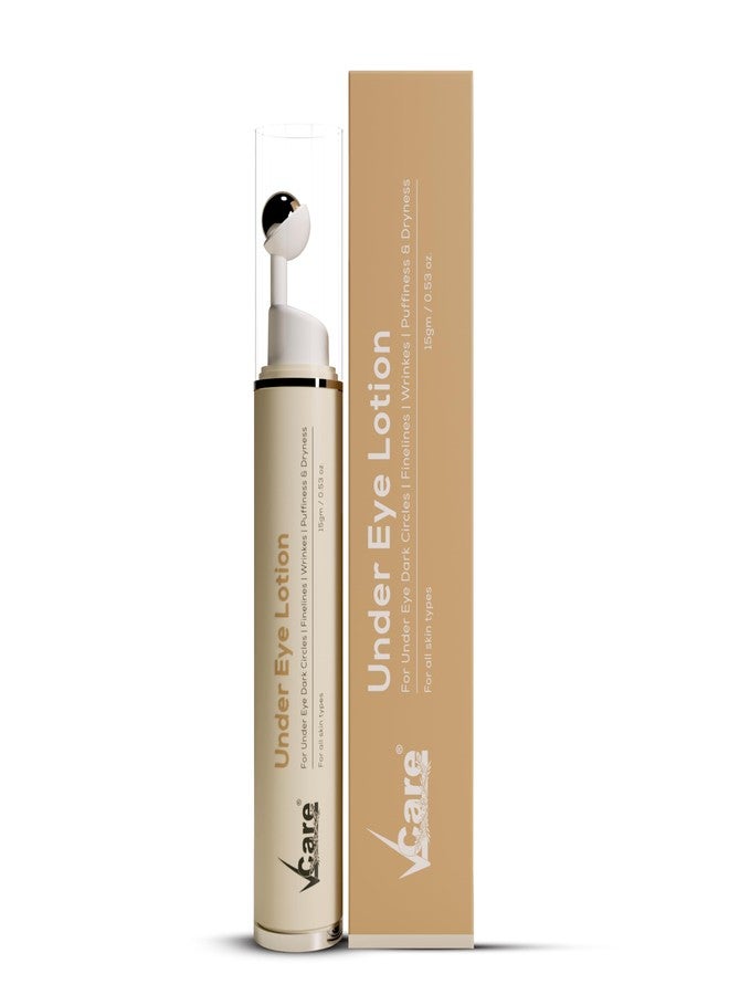 VCare Under Eye Lotion with Cooling Massage Roller | Reduces Dark Circles, Puffiness, Fine Lines & Wrinkles | Enriched with Multi-Peptides | Suitable for Men & Women - 15g - Image 1