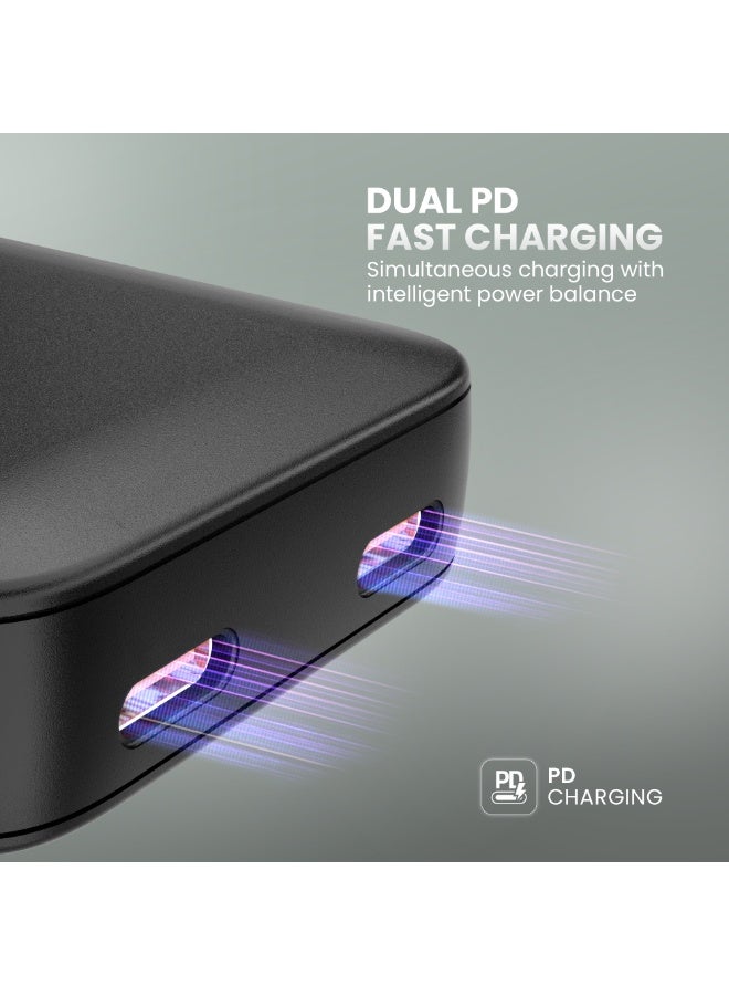 اكساستون شاحن XASTON PowerBlade 65W USB-C، محول سفر مع قابس UK/USA GaN 2-Port فائق النحافة من النوع C سريع الشحن على الحائط لشحن الكمبيوتر المحمول متوافق مع MacBook Air وDell XPS وiPad وiPhone 17/16 وSamsung - Image 3