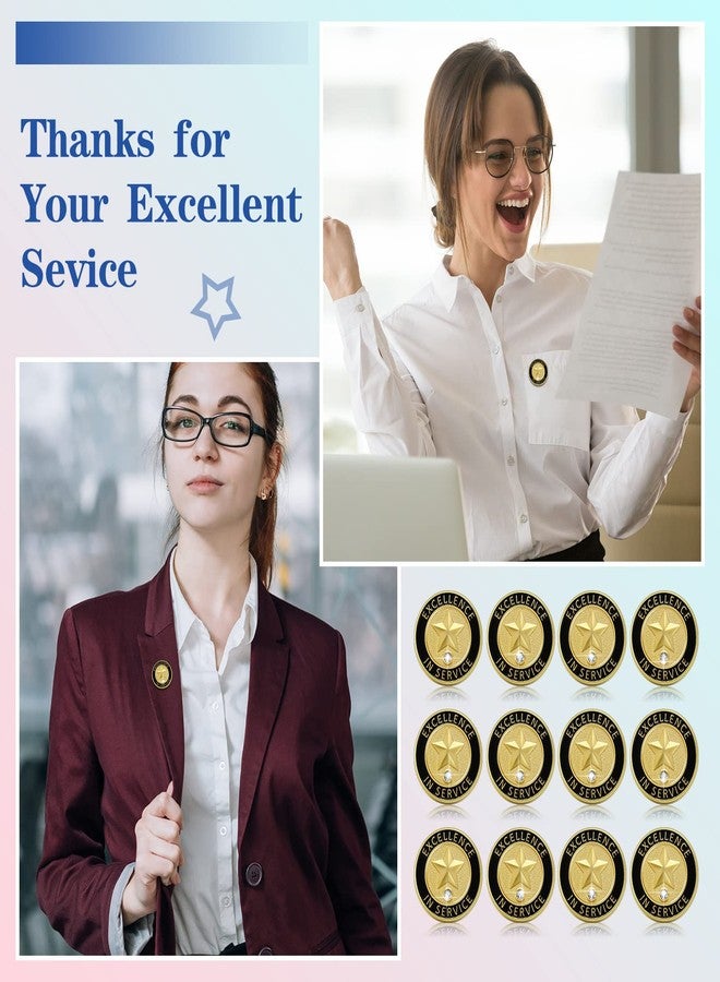 Dingion 12 Pcs Employee of The Month Lapel Pin 3/4 Inch Star Lapel Pins Excellence in Service Recognition for Award Teacher Team Staf Coworker Volunteer Appreciation Gift(Excellence in Service) - Image 2