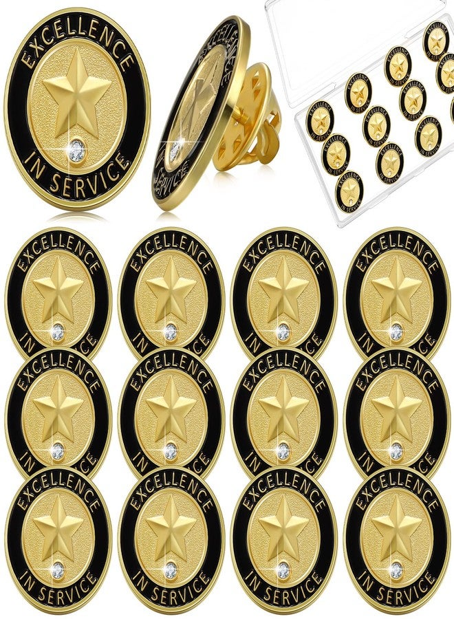 Dingion 12 Pcs Employee of The Month Lapel Pin 3/4 Inch Star Lapel Pins Excellence in Service Recognition for Award Teacher Team Staf Coworker Volunteer Appreciation Gift(Excellence in Service) - Image 1