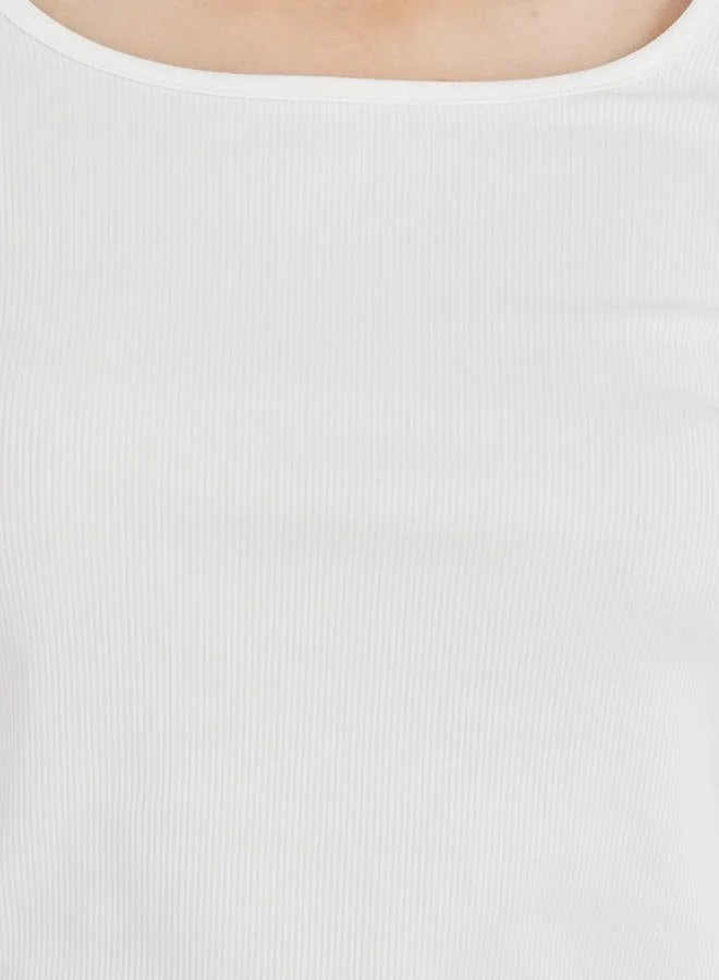 Take Two Take Two Solid Round Neck Ribbed T-Shirt