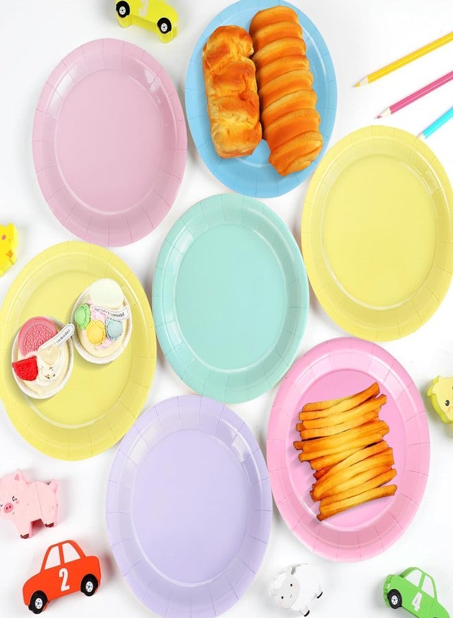 WNINK 72 Pcs Pastel Plates Party Supplies Decorations Disposable 7" Pastel Paper Plates Rainbow Party Decorations for Birthday Wedding Baby Shower Colorful Dessert Tableware - Image 5