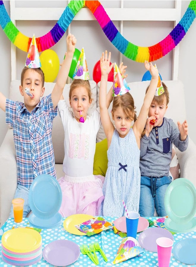 WNINK 72 Pcs Pastel Plates Party Supplies Decorations Disposable 7" Pastel Paper Plates Rainbow Party Decorations for Birthday Wedding Baby Shower Colorful Dessert Tableware - Image 2