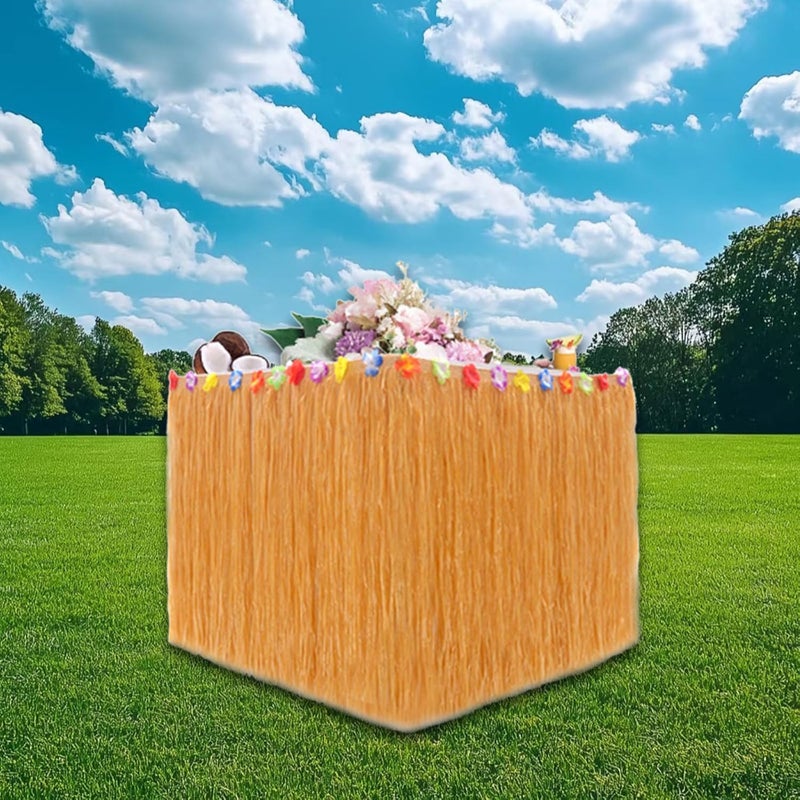Beach Grass Table Skirt Tropically Hawaiian Themed Birthday Party Decoration Grass Skirts Table Skirt for Event - Image 3