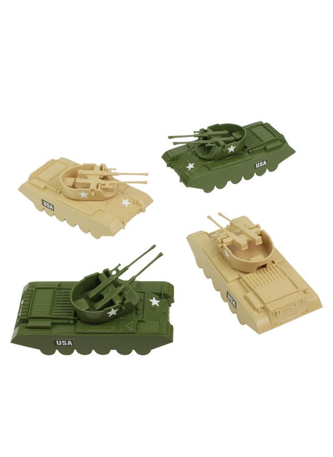 BMC Toys BMC Classic Payton Anti-Aircraft Tanks - 4pc Tan Green Plastic Army Men Vehicles  - Image 4