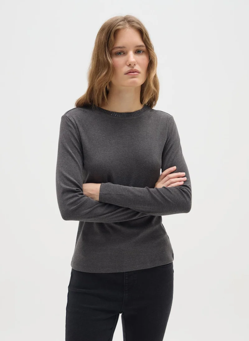 Ovs OVS Grey Pure Cotton Regular Fit T-Shirt