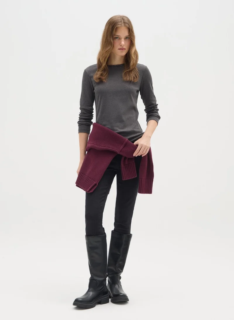 Ovs OVS Grey Pure Cotton Regular Fit T-Shirt