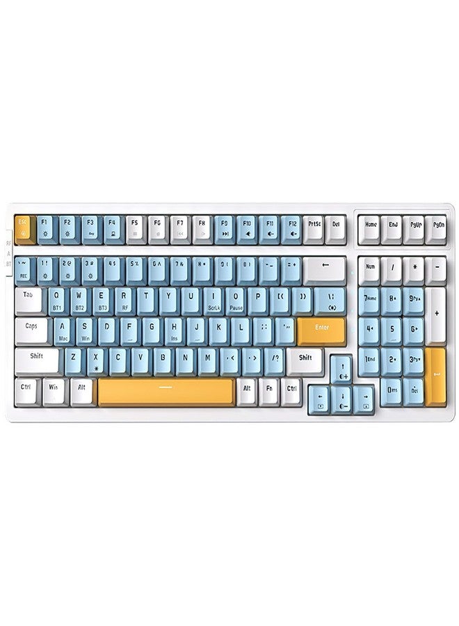 Merdia Wireless Mechanical Keyboard, Triple Mode 2.4G/USB-C/BT Gaming Keyboards 100 Keys Ice-Blue Backlit, Red Switch Keyboard | Rechargeable Mechanical Gaming Keyboards | Ice Blue/W/Y - Image 1
