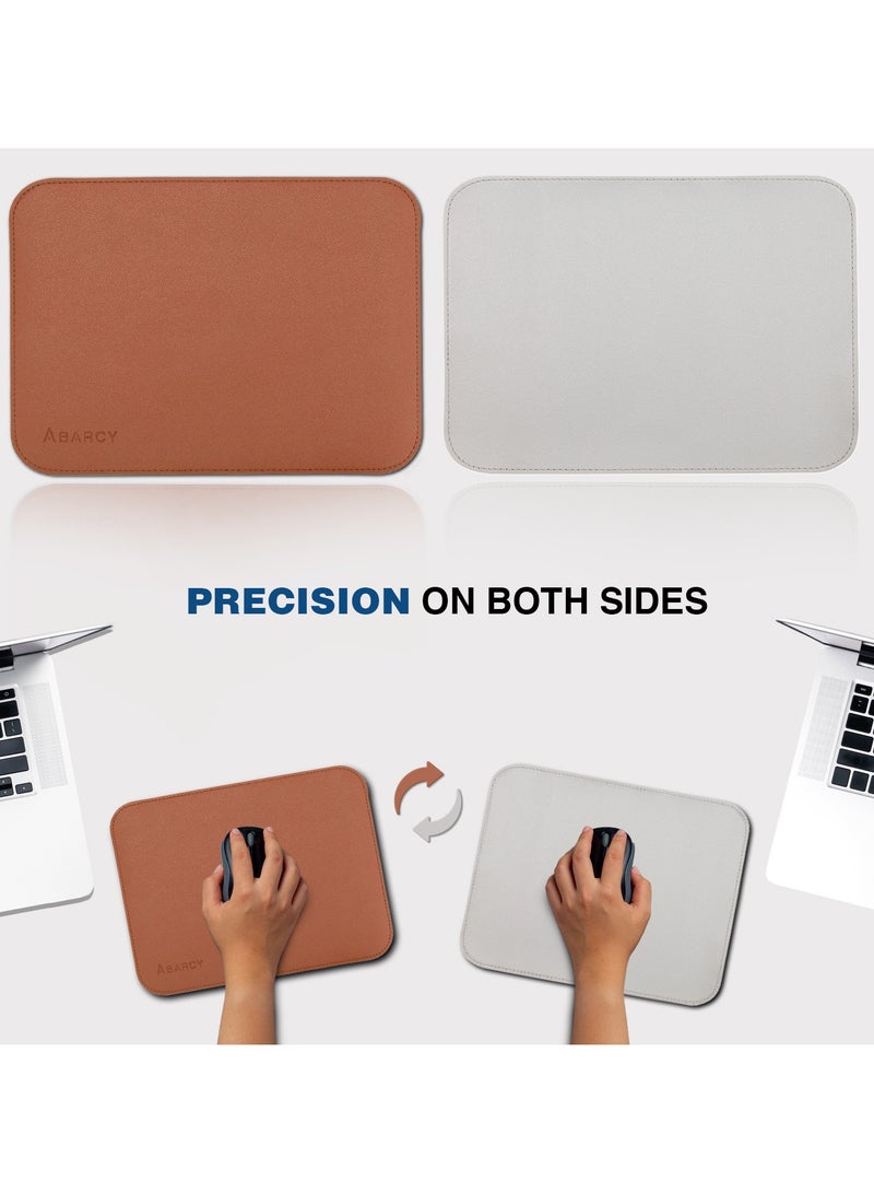 أبارسي لوحة ماوس جلدية على الوجهين - صغيرة ، 25 × 20 سم (9.84 × 7.87 انش) ، مقاومة للماء ، غير قابلة للانزلاق ، حواف مخيطة ، متعددة الاستخدامات ، ألعاب ومكتب - بني ورمادي ، محمول ، حركة سلسة - Image 2