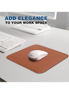 ABARCY Dual-Sided Leather Mouse Pad - Small, 25x20 cm (9.84 x 7.87 inch), Waterproof, Non-Slip, Stitched Edges, Multi-Use, Gaming & Office - Brown & Grey, Portable, Smooth Movement  - Image 3