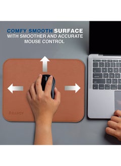 ABARCY Dual-Sided Leather Mouse Pad - Small, 25x20 cm (9.84 x 7.87 inch), Waterproof, Non-Slip, Stitched Edges, Multi-Use, Gaming & Office - Brown & Grey, Portable, Smooth Movement  - Image 4