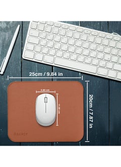 ABARCY Dual-Sided Leather Mouse Pad - Small, 25x20 cm (9.84 x 7.87 inch), Waterproof, Non-Slip, Stitched Edges, Multi-Use, Gaming & Office - Brown & Grey, Portable, Smooth Movement  - Image 5