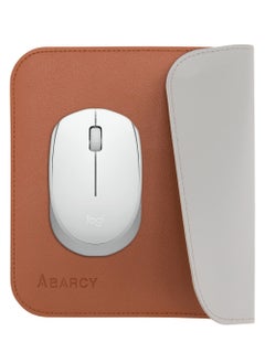 ABARCY Dual-Sided Leather Mouse Pad - Small, 25x20 cm (9.84 x 7.87 inch), Waterproof, Non-Slip, Stitched Edges, Multi-Use, Gaming & Office - Brown & Grey, Portable, Smooth Movement  - Image 1