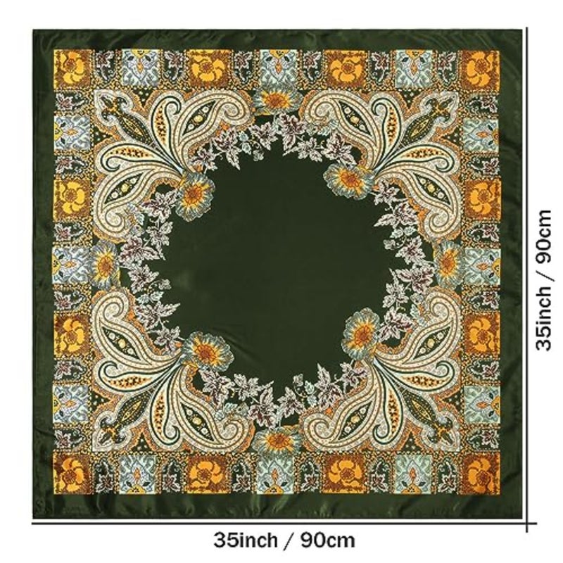 35" Large Satin Square Head Scarf - 2Pcs Silk Like Floral Head Scarves Square Satin Hair Scarf Bandanas for Women - Image 2