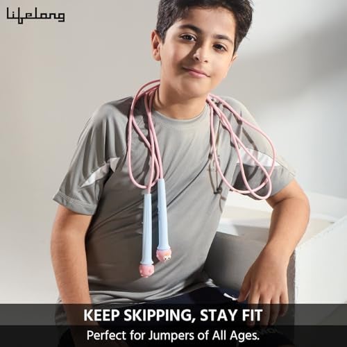Lifelong Skipping Rope for Men, Women & Children Jumping Rope with Adjustable Height, Speed for Exercise Workout & Weight Loss-PVC Skipping-Rope for Kids-(Pink) - Image 2
