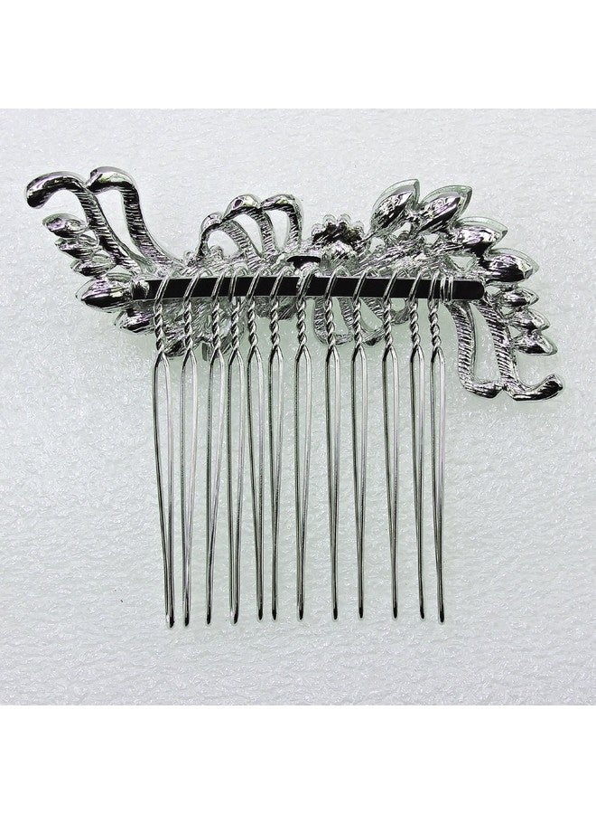 Faship Black Rhinestone Crystal Floral Hair Comb - Image 3