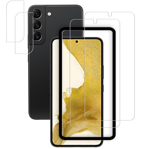 HKKAIS Screen Protector For Samsung Galaxy S22 S22 Plus Tempered Glass 2Pack Camera Lens Protector Film 2Pack With Easy Alignment Tool - Image 1