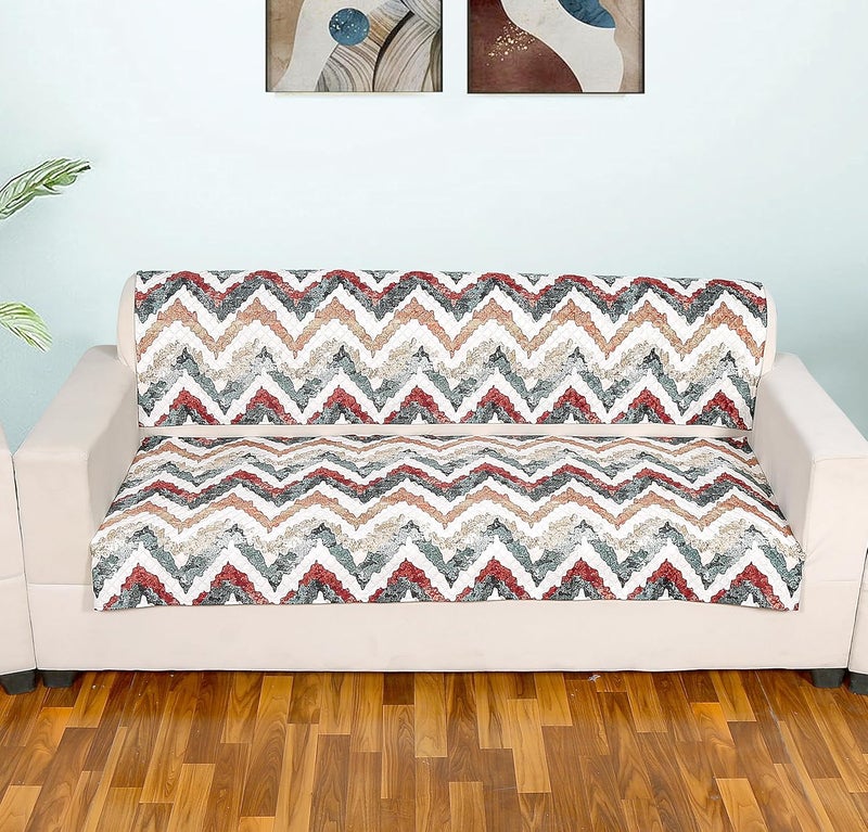 AMAZE ATTIRES Printed Sofa Seat Cover for 5 Seater with Heavy Antiskid Backing Easily Machine Washable Sofa Seat Runner for Couch 27 x 24 Inches 4 Pieces 27 x 72 Inches 2 Piece Design 5 - Image 1