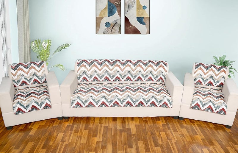 AMAZE ATTIRES Printed Sofa Seat Cover for 5 Seater with Heavy Antiskid Backing Easily Machine Washable Sofa Seat Runner for Couch 27 x 24 Inches 4 Pieces 27 x 72 Inches 2 Piece Design 5 - Image 2