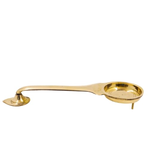 Putrika Kapoor | Karpoor Diya Deepam Deepa Burner Brass Karpuram Aarti | Aarathi Stand for Dhoop Puja | Pooja Room Camphor Dani Holder for Home & Office Decoration-Weight-90gm(19cm*2cm)– KS Ledal - Image 4