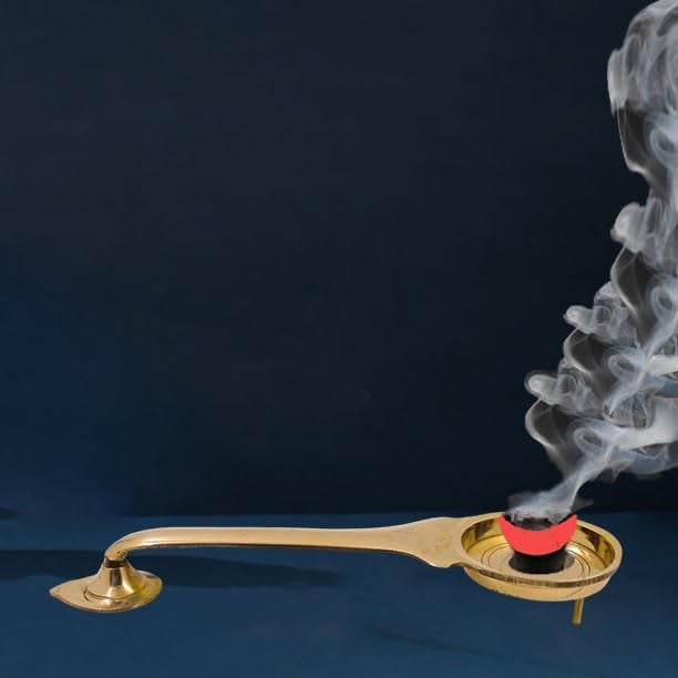 Putrika Kapoor | Karpoor Diya Deepam Deepa Burner Brass Karpuram Aarti | Aarathi Stand for Dhoop Puja | Pooja Room Camphor Dani Holder for Home & Office Decoration-Weight-90gm(19cm*2cm)– KS Ledal - Image 3