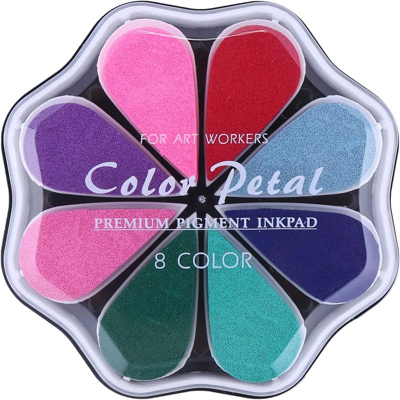 YPSelected Petal Ink Pads for Rubber Stamps Waterdrop Shaped Stamp Pads with 8 Assorted Colors (Set 1003) - Image 1